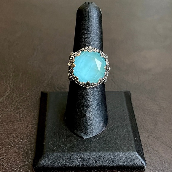 Konstantino Sterling Silver Turquoise Rock Crystal doublet ring - Picture 6 of 14